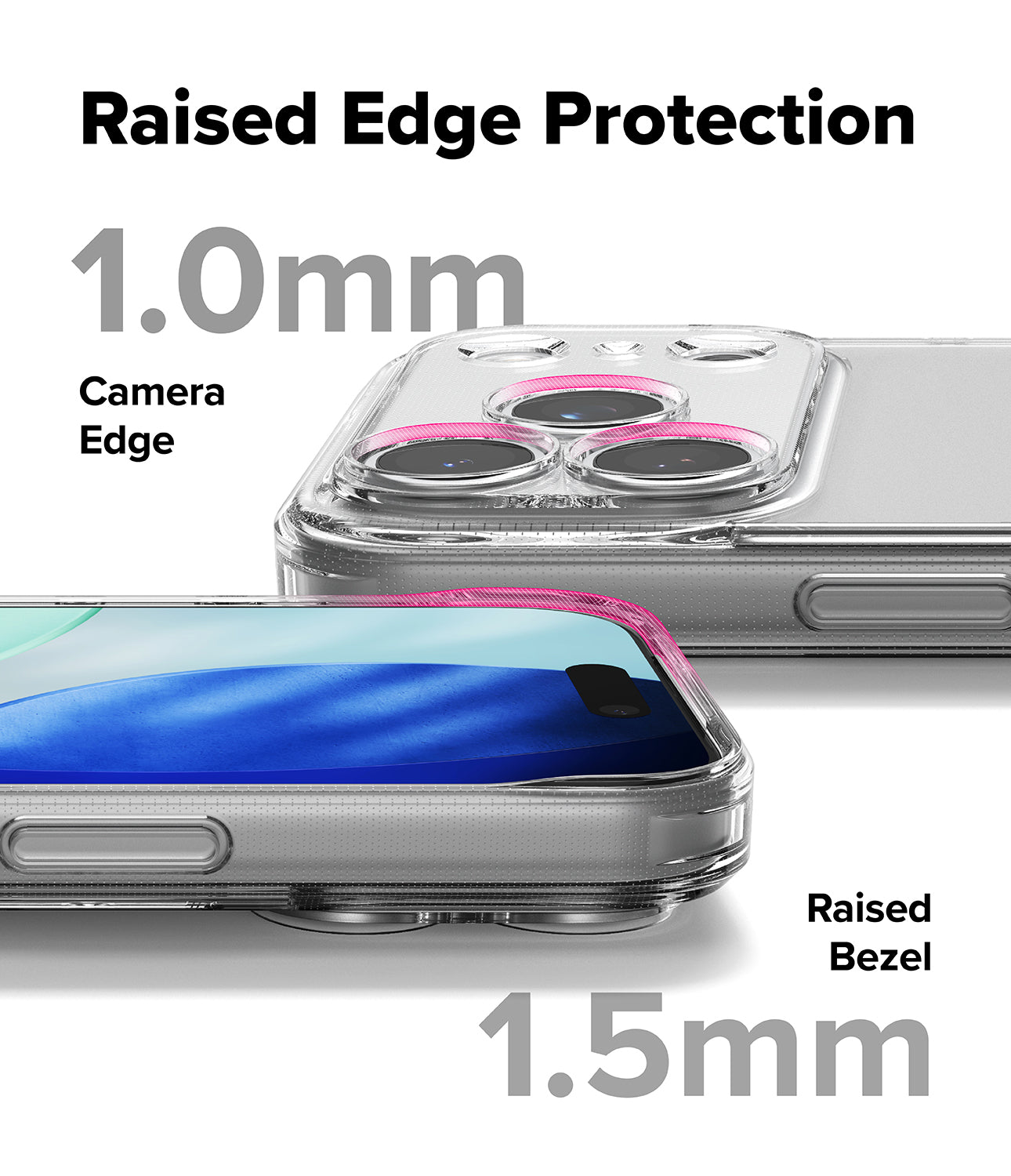 iPhone 17 Pro Max case with raised edge protection features on a white background