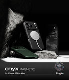Onyx Magnetic phone case for iPhone 17 Pro Max by Ringke with dark background