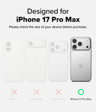 Phone case compatibility guide for iPhone 17 Pro Max on a white background