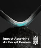 iPhone 17 pro max case with impact-absorbing air pocket corners on a dark background