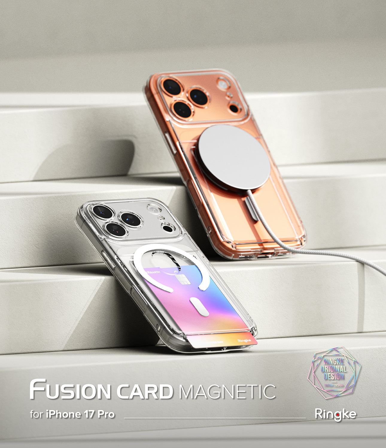 iPhone 17 Pro Case | Fusion Card Magnetic - Two phone cases with magnetic feature on a light background, featuring the brand 'Ringke'.