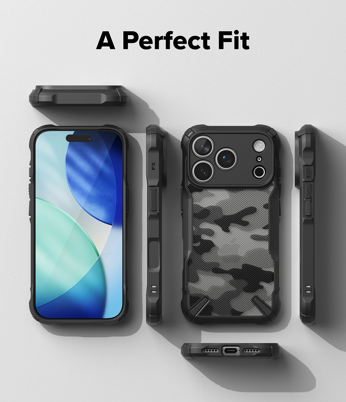 iPhone 18 Pro Case | Fusion-X - Phone case with a perfect fit text on a white background