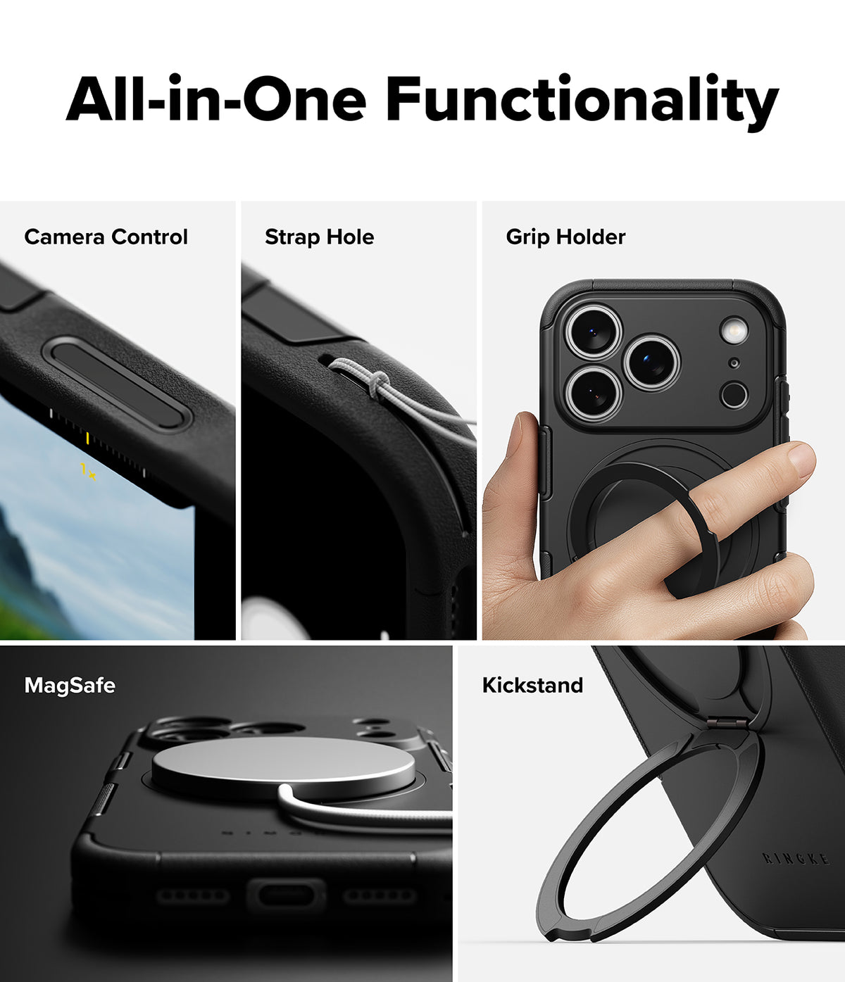 iPhone 18 Pro Case | Alles - Phone case with features including camera control, strap hole, grip holder, MagSafe, and kickstand.