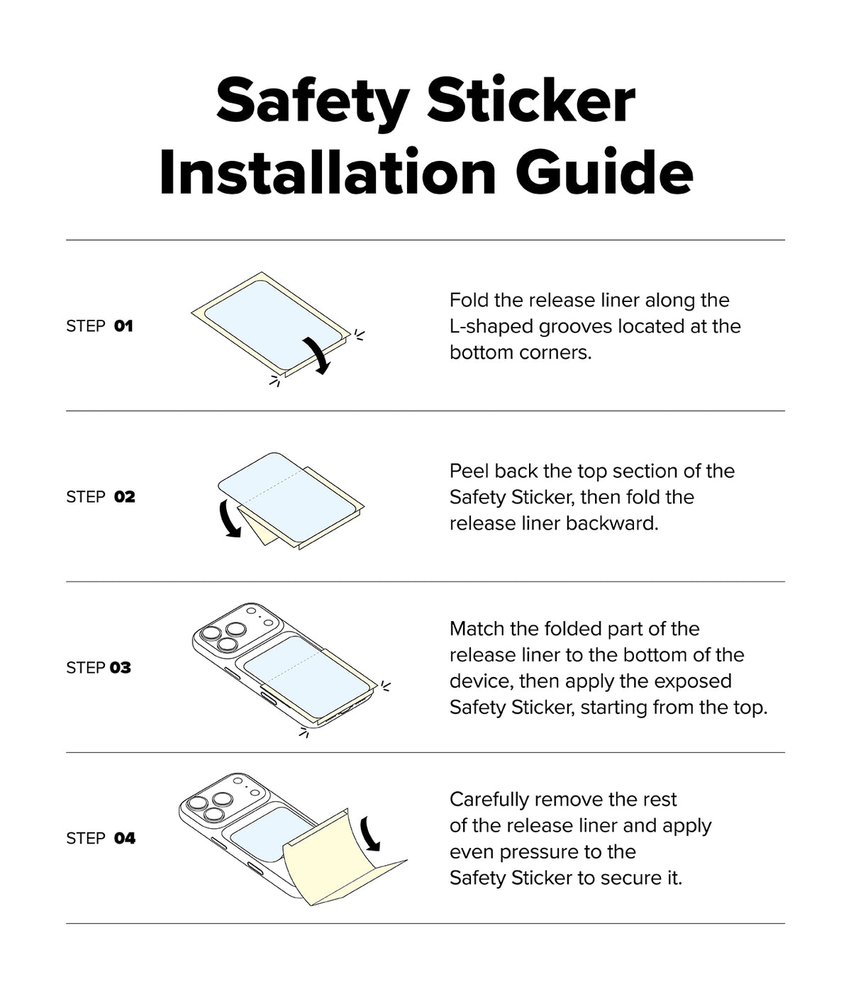 iPhone 18 Pro Case | Fusion Card Magnetic - Safety Sticker Installation Guide with step-by-step instructions and illustrations.