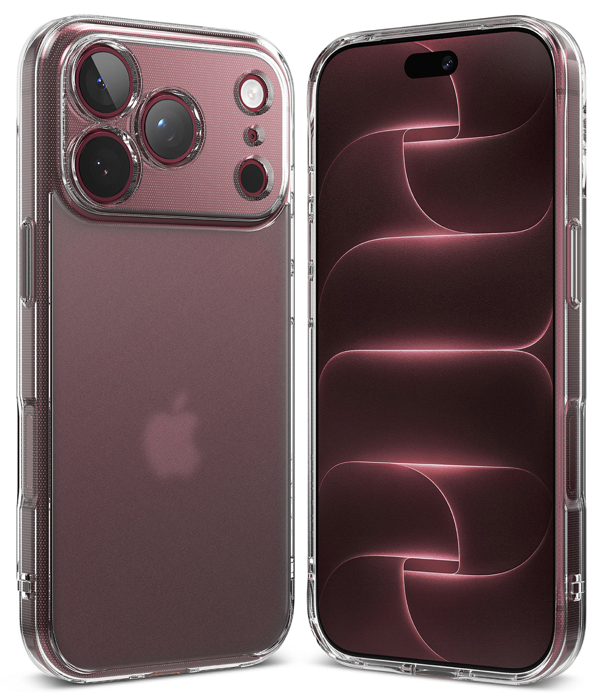 iPhone 18 Pro Case | Fusion Matte - A clear protective phone case shown on two smartphones, with the back view on the left and the front view on the right, against a clean white background.