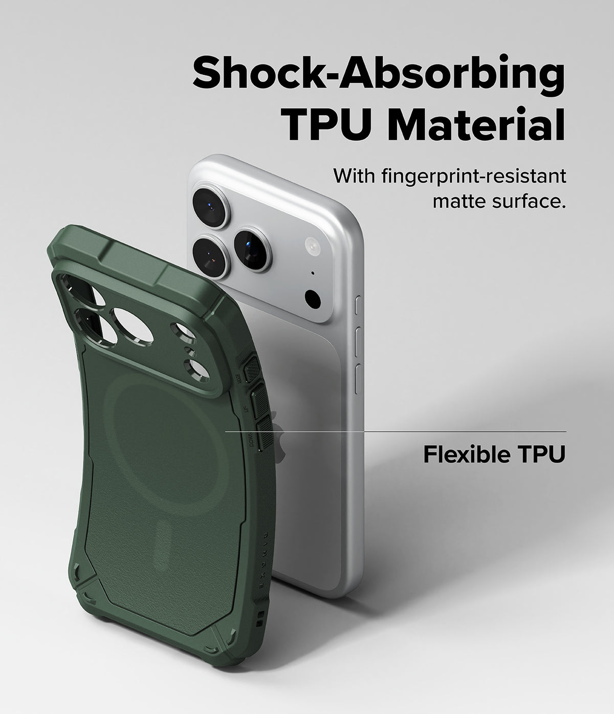 iPhone 18 Pro Case | Rugged Gear Magnetic - Phone case with shock-absorbing TPU material on a gray background