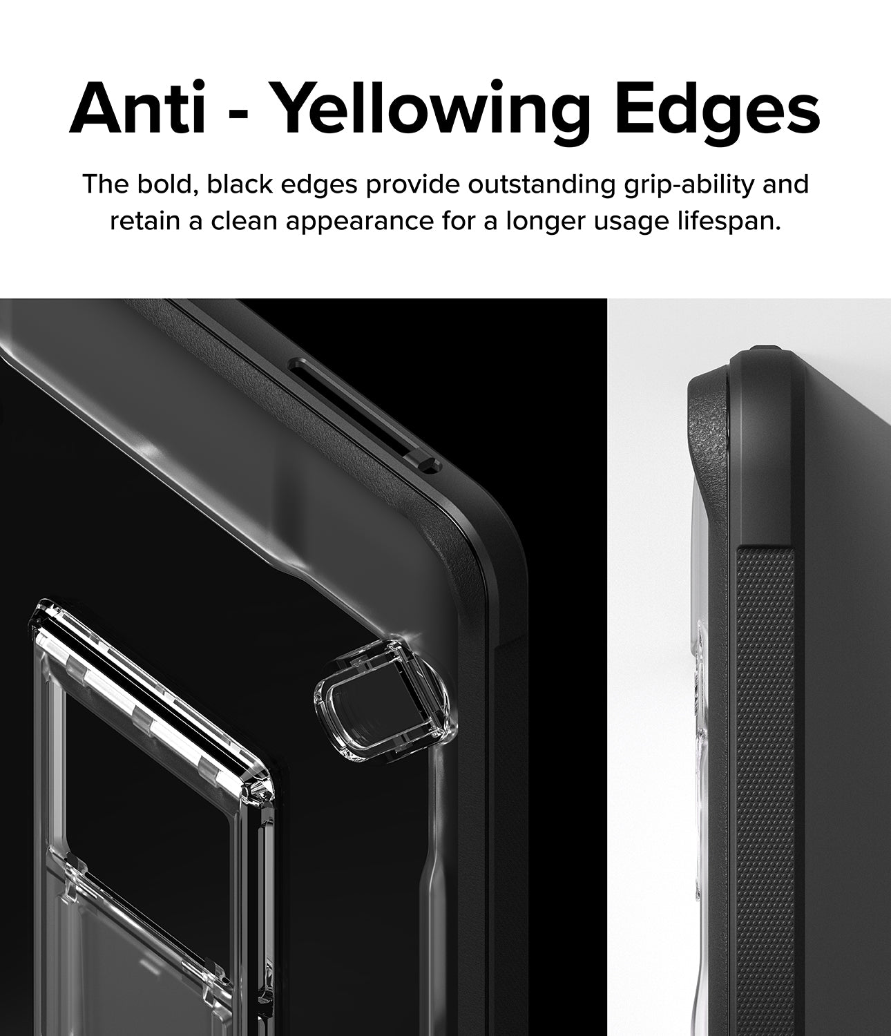 Fusion Sketch Stand | iPad - Close-up of black, textured iPad case edges designed to resist yellowing and provide grip.