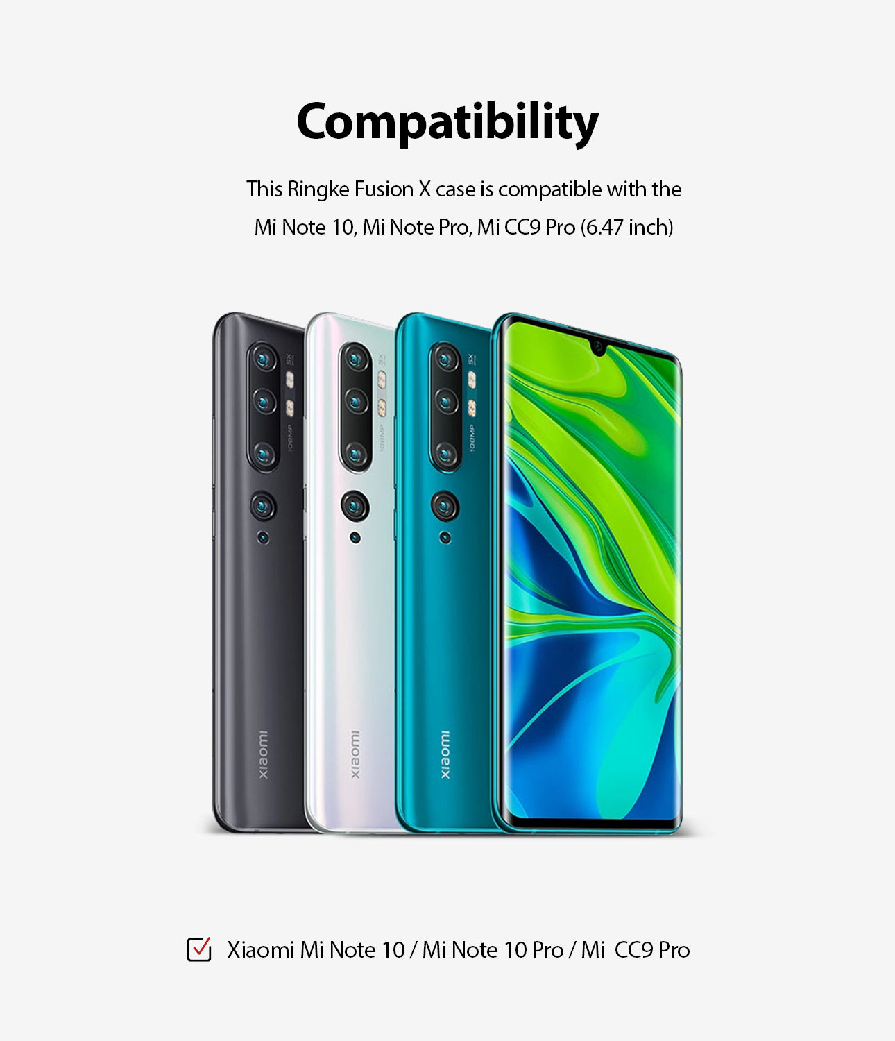 compatible with mi cc9 pro / mi note 10 / mi note 10 pro