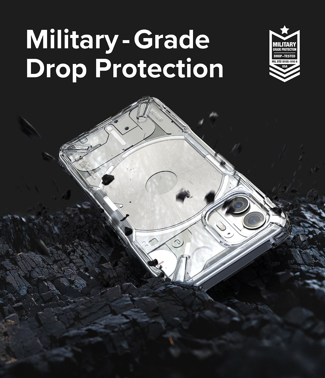 Nothing Phone (2) Ringke Fusion-X Clear/Smoke Black - Military Grade Drop Protection