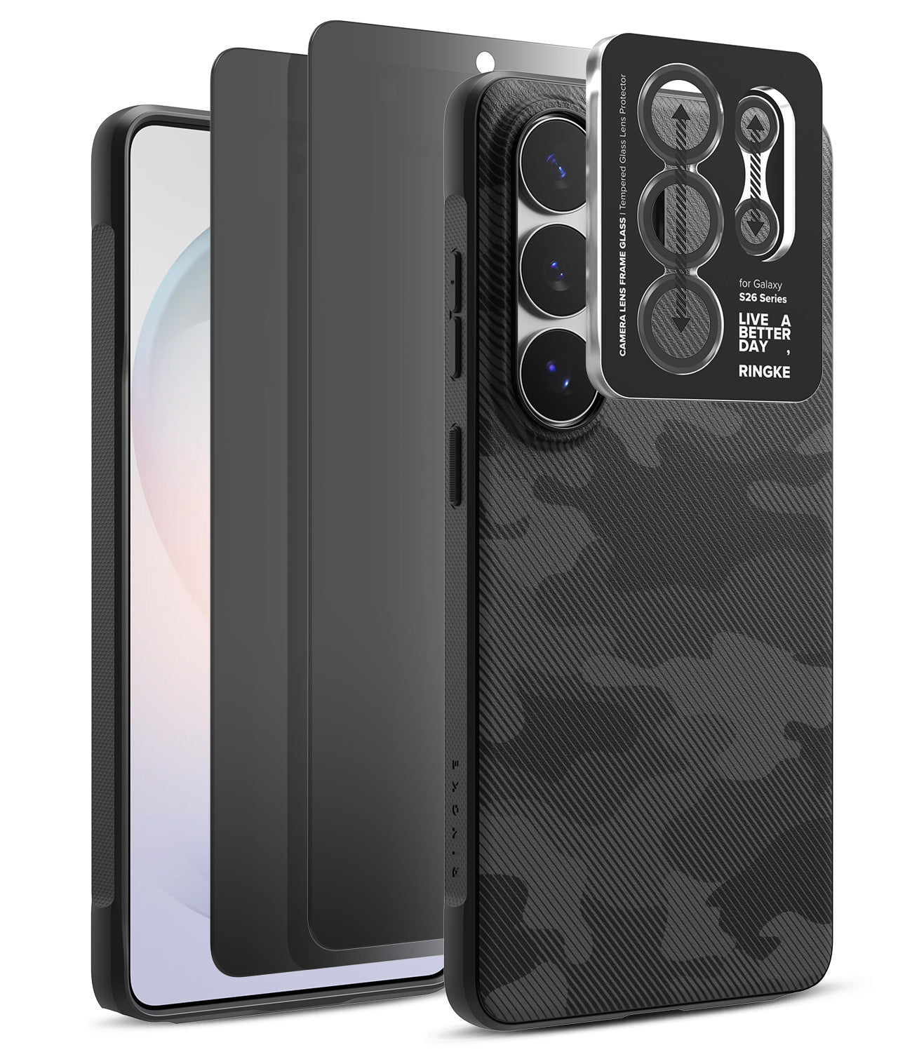 group-Camo Black / + Privacy Screen Protector & Camera Lens Frame Glass (2P)