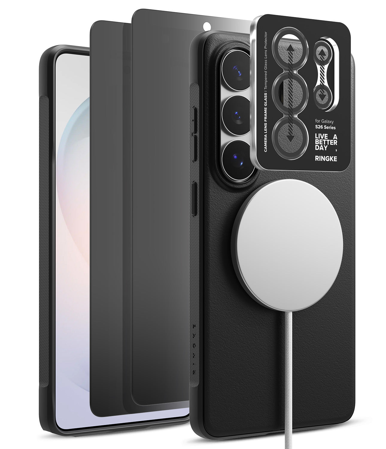 group-Black / + Privacy Screen Protector & Camera Lens Frame Glass (2P)