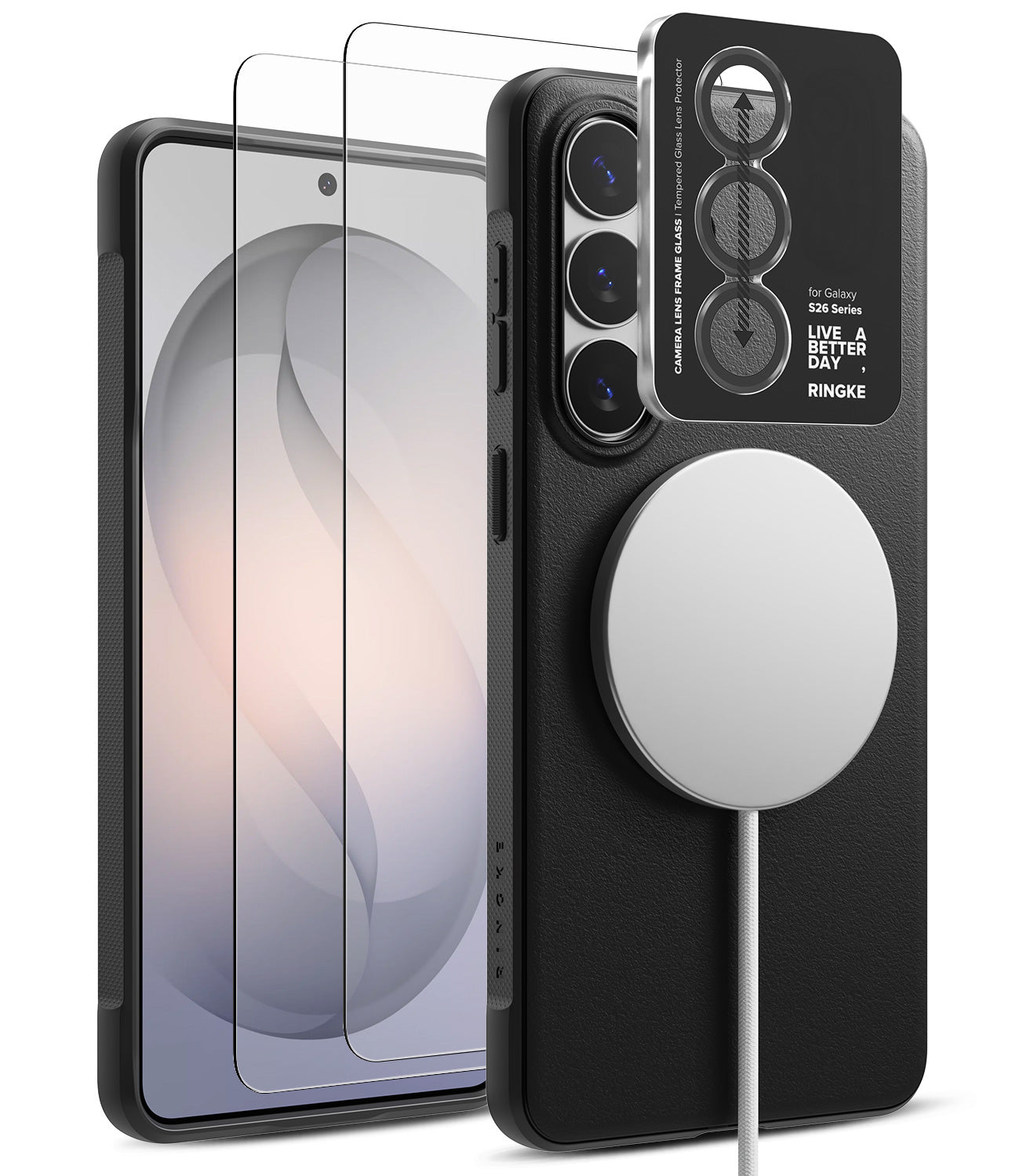 group-Black / + Screen Protector & Camera Lens Frame Glass (2P)