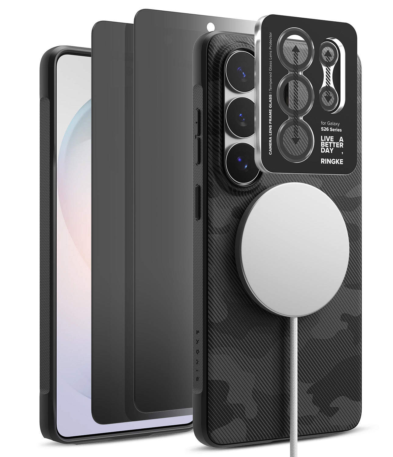 group-Camo Black / + Privacy Screen Protector & Camera Lens Frame Glass (2P)