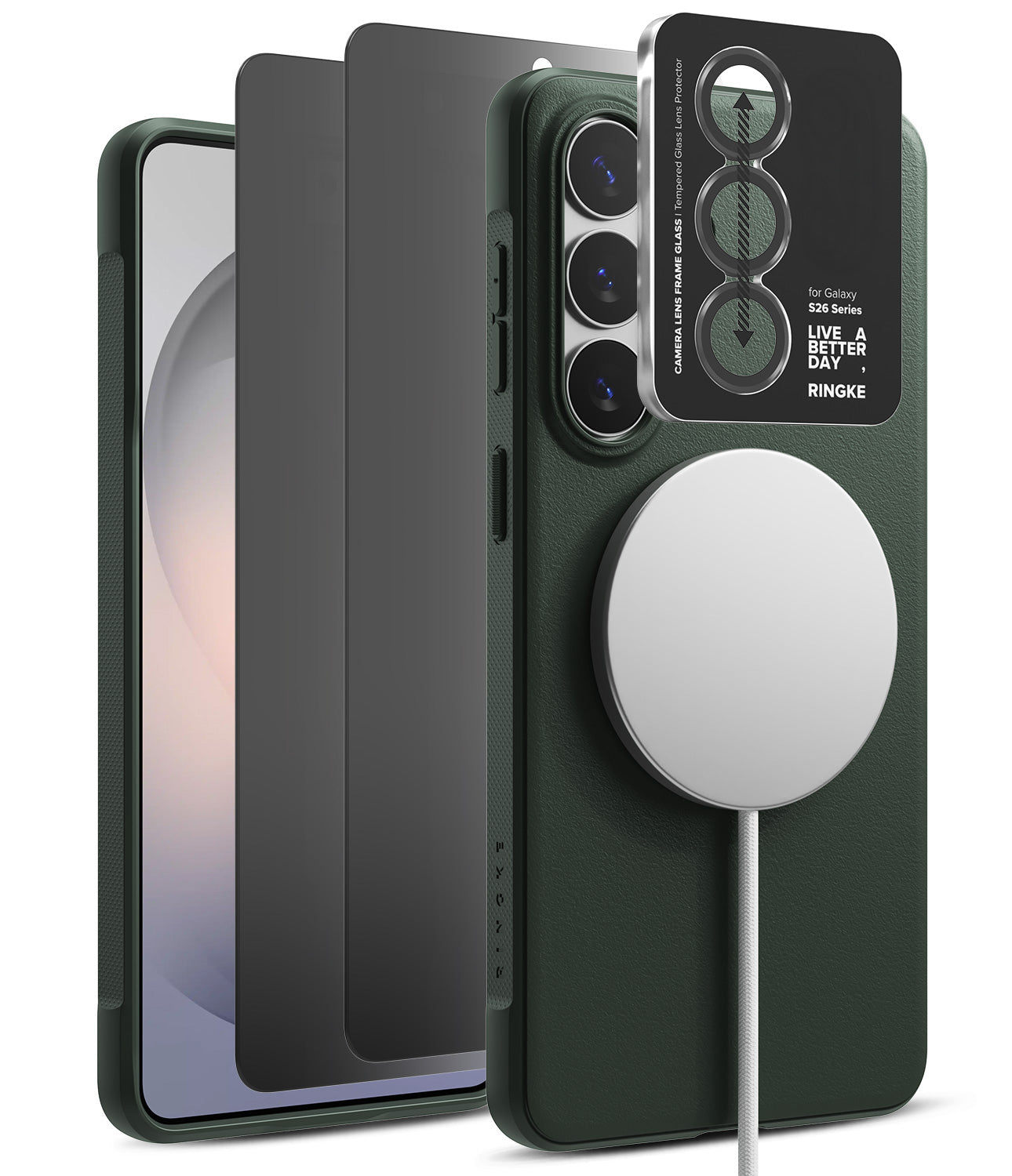 group-Dark Green / + Privacy Screen Protector & Camera Lens Frame Glass (2P)