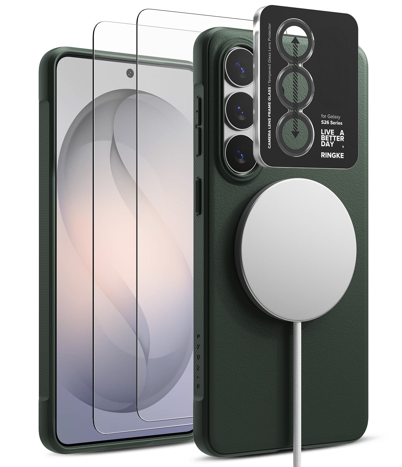 group-Dark Green / + Screen Protector & Camera Lens Frame Glass (2P)