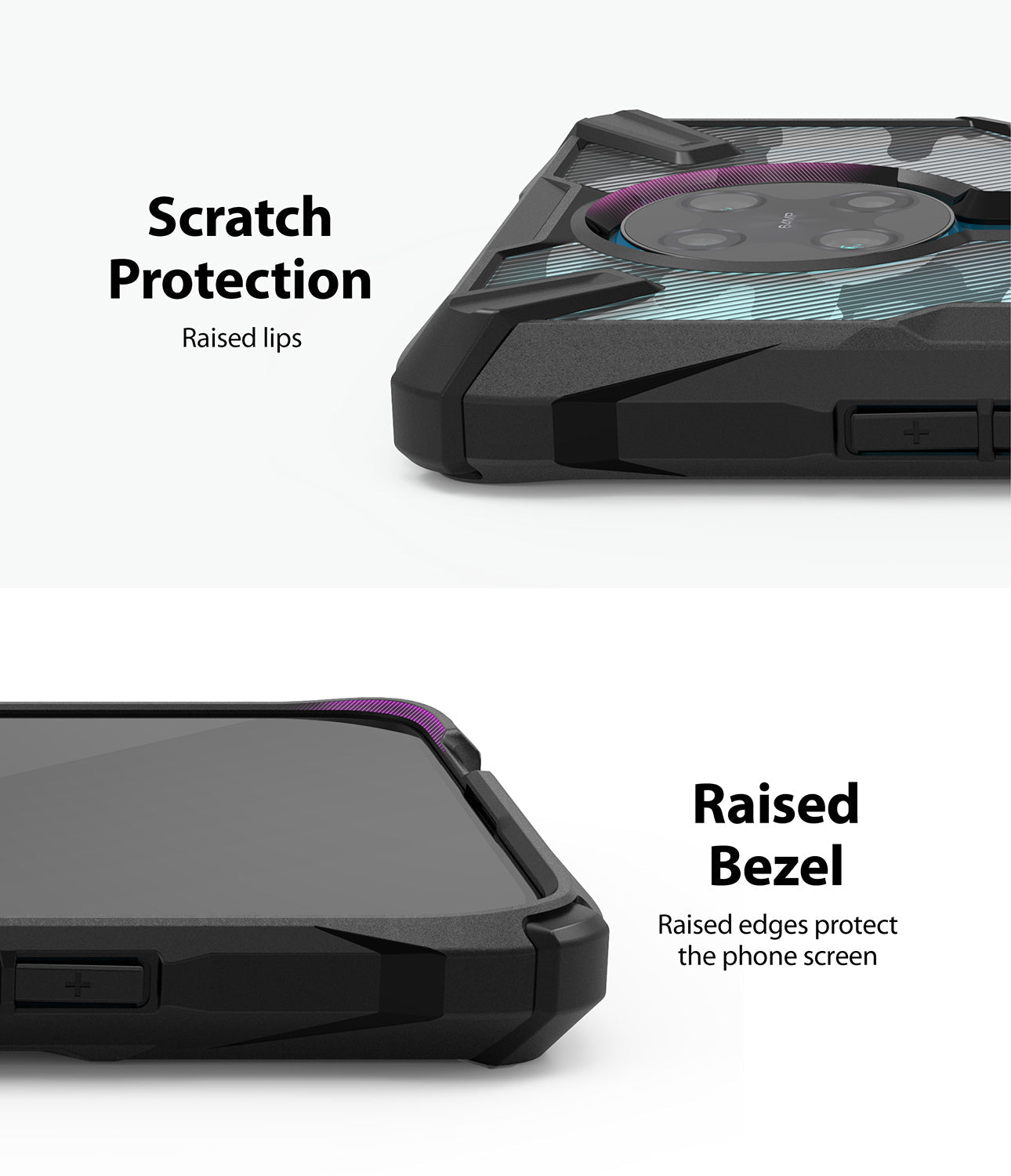 scratch resistant with raised lips and edge