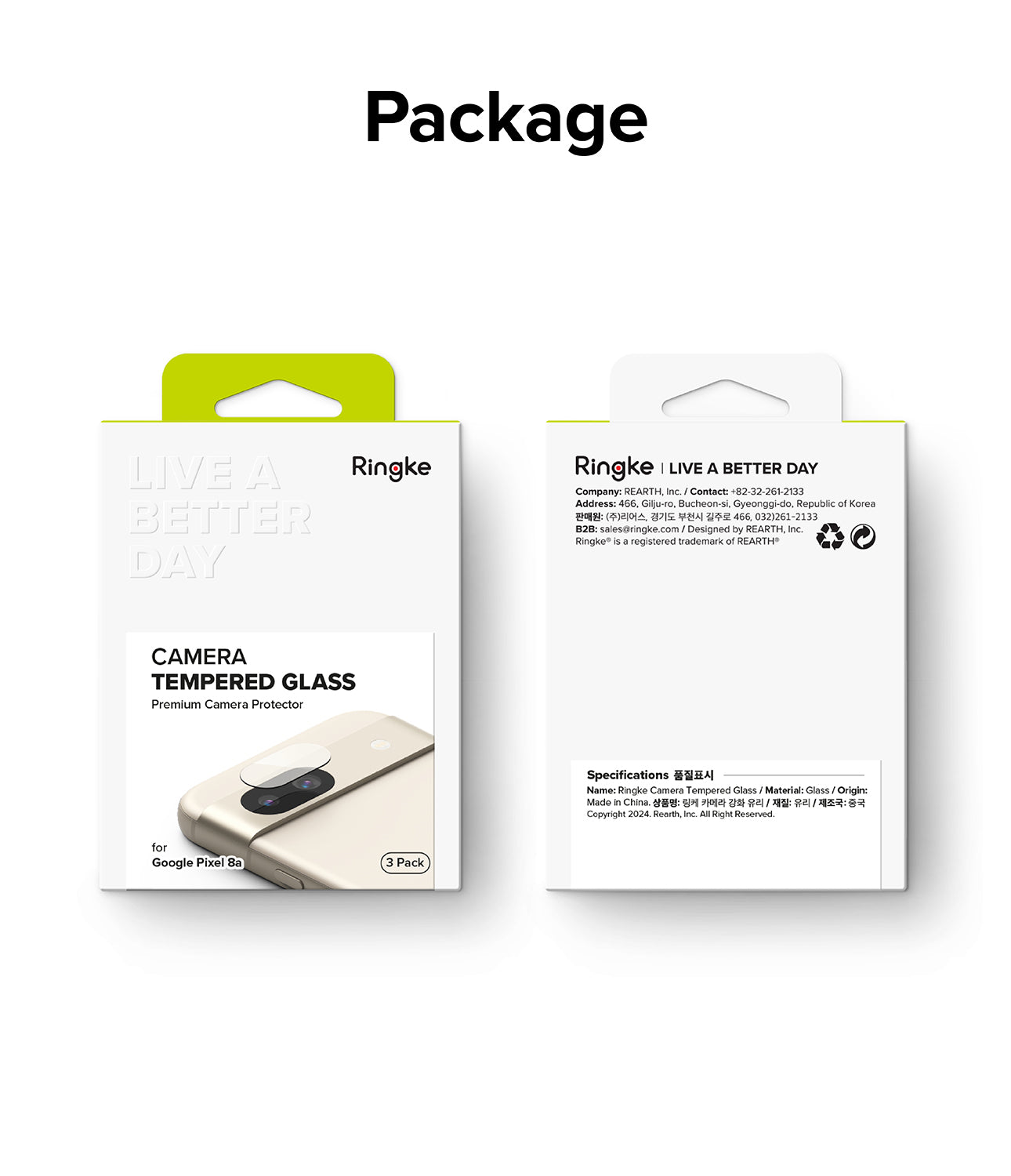Google PIxel 8a Camera Lens Protector | Glass (3 Pack) - Package