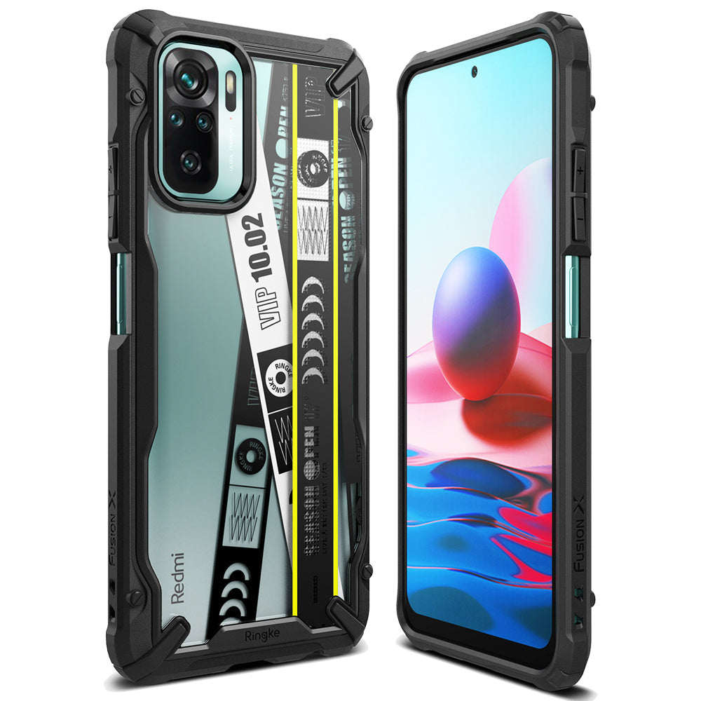 xiaomi redmi note 10 case, redmi note 10s case, ringke fusion-x design - ticket band