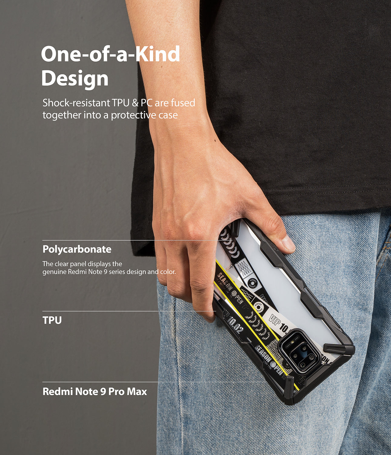 shock resistant TPU and PC are fused together into a protective case