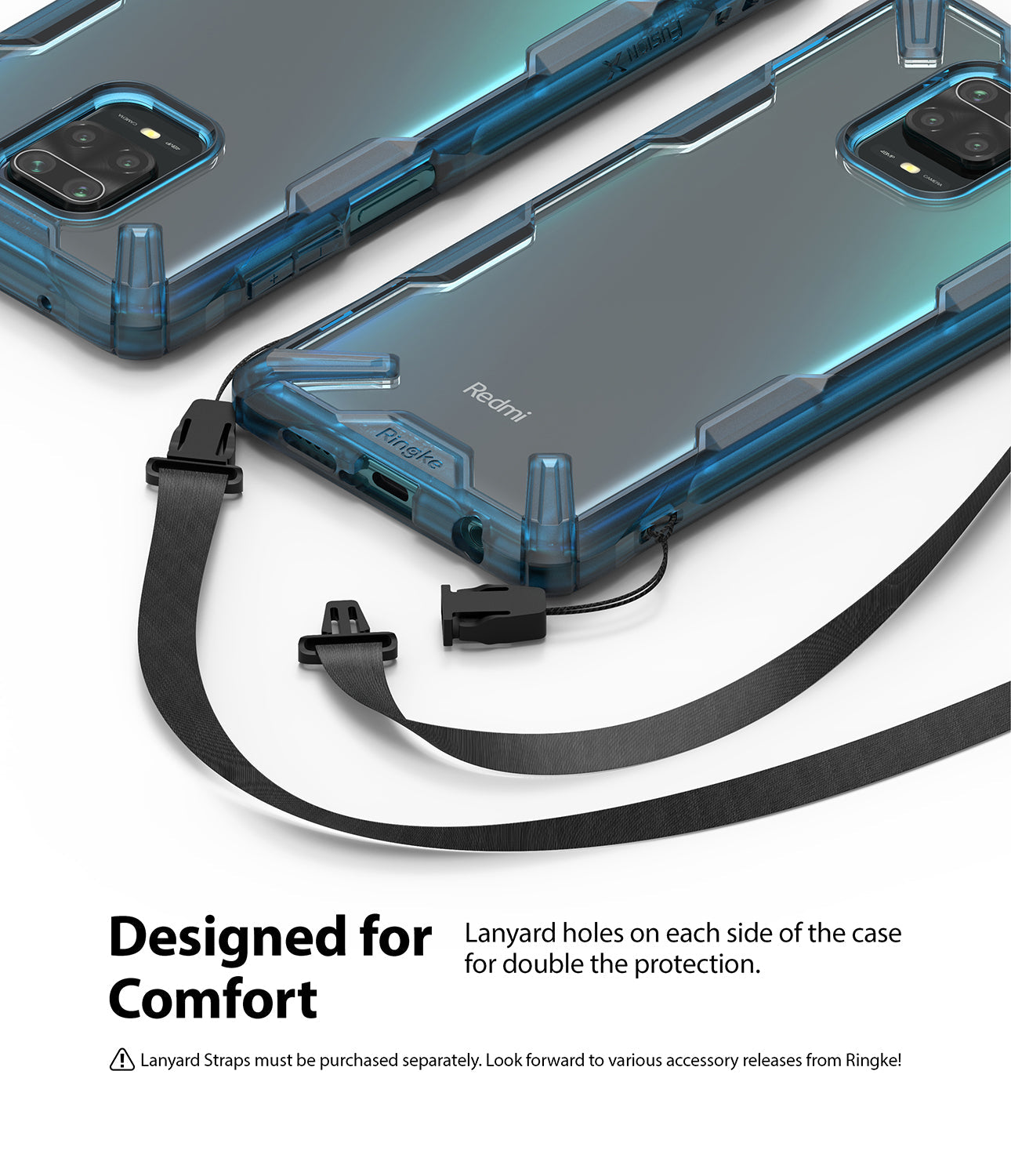 lanyard holes on each side of the case to double the protection