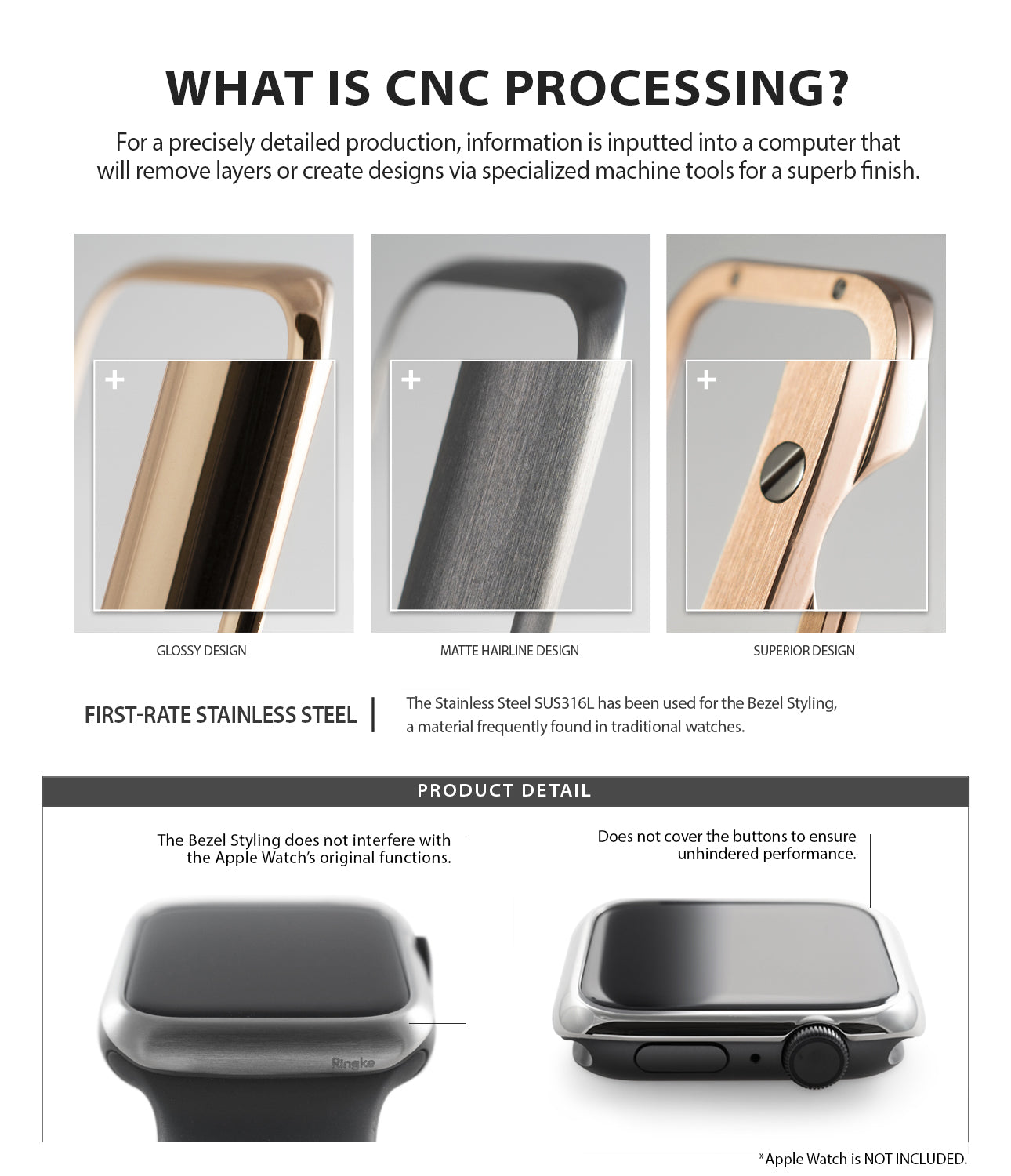 apple watch 3 2 1 38mm case ringke bezel styling stainless steel frame cover 38-43 product detail