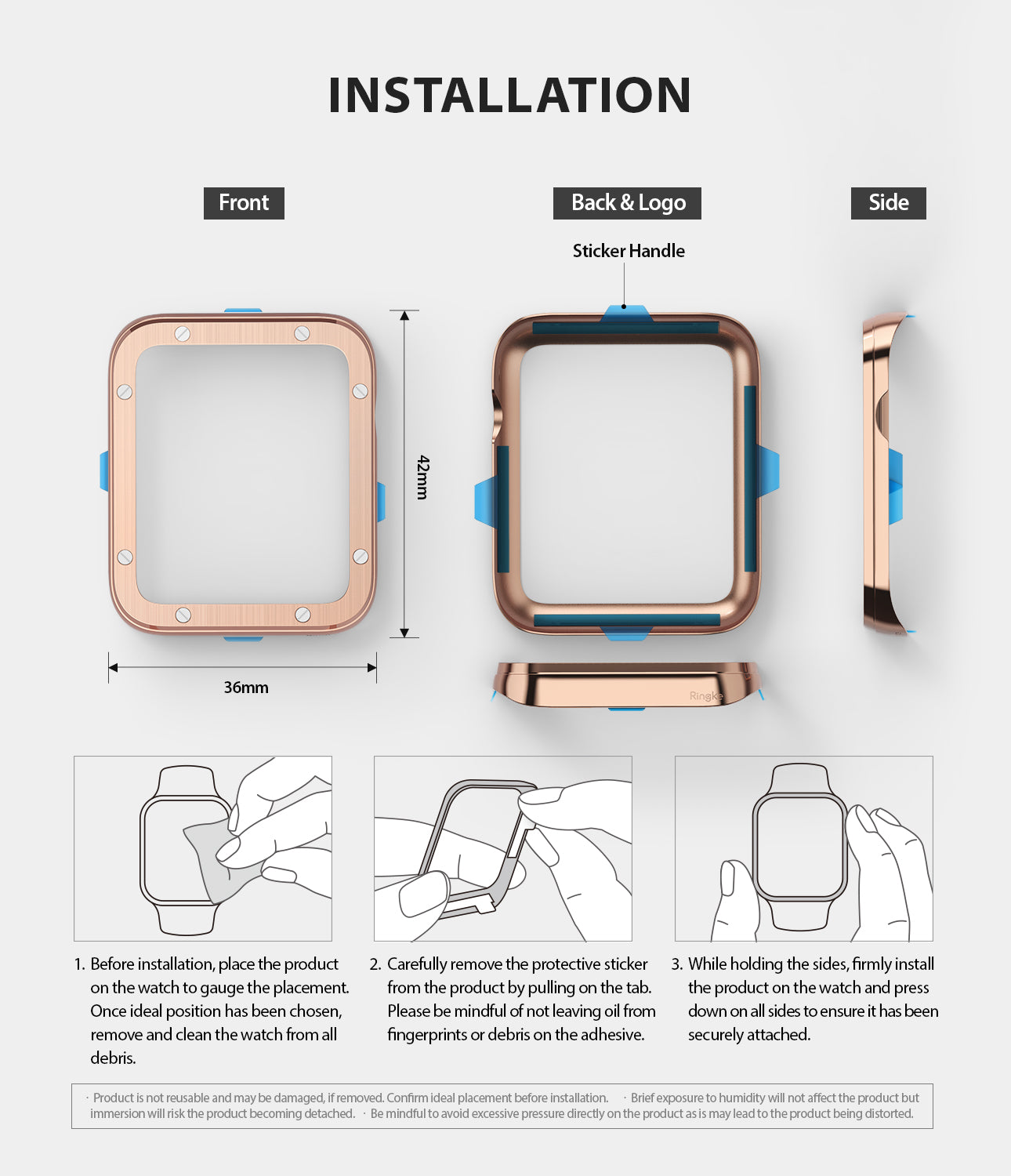 apple watch 3 2 1 42mm case ringke bezel styling stainless steel frame cover 42-41 simple installation