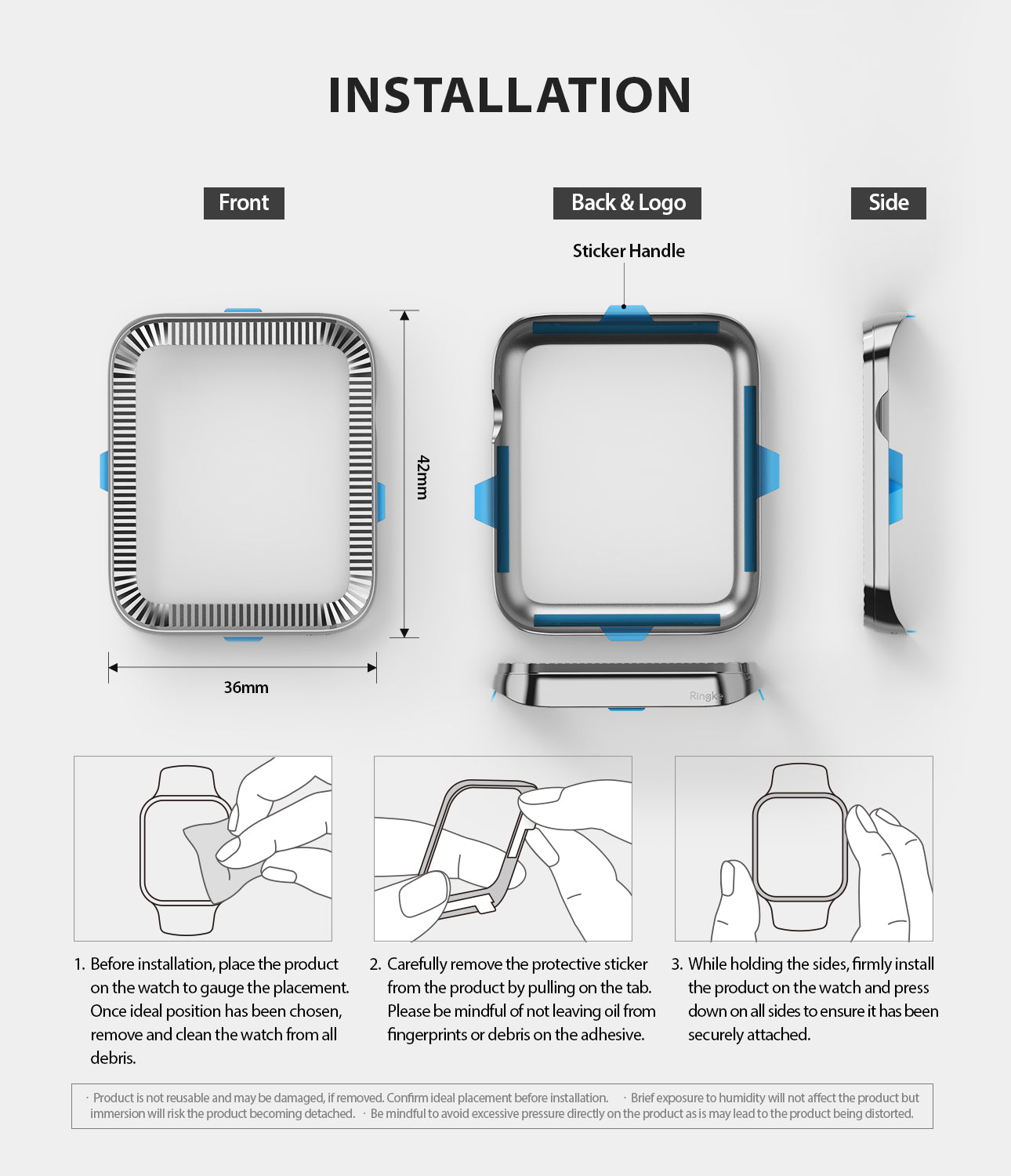 apple watch 3 2 1 42mm case ringke bezel styling stainless steel frame cover 42-42 full package