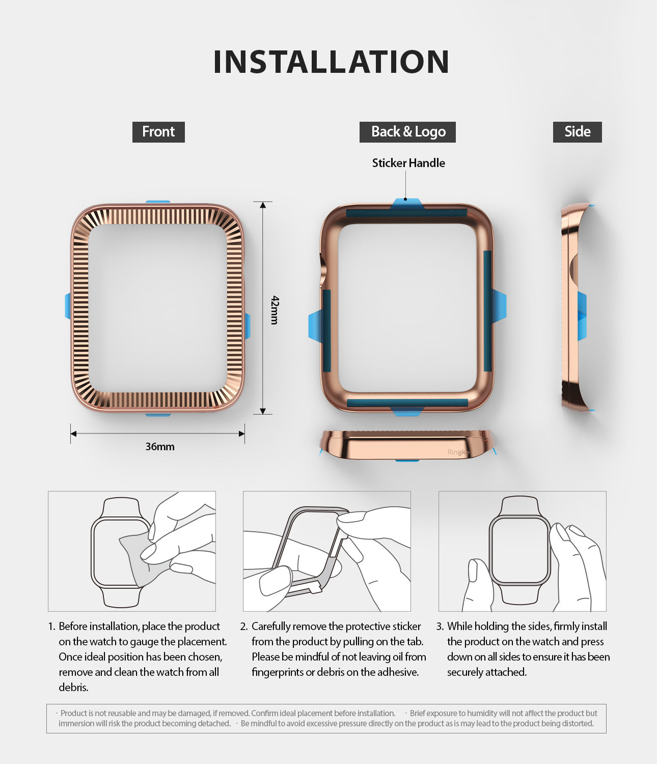 apple watch 3 2 1 42mm case ringke bezel styling stainless steel frame cover 42-43 full package