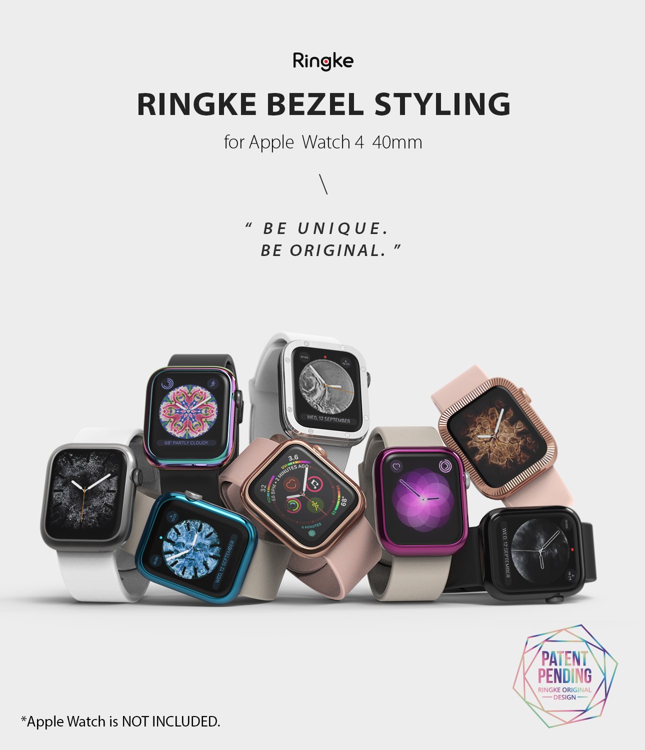 Apple Watch Series 6 / 5 / 4 / SE (40mm) | Premium Bezel Styling O - Assorted colorful metal bezels on Apple Watches.