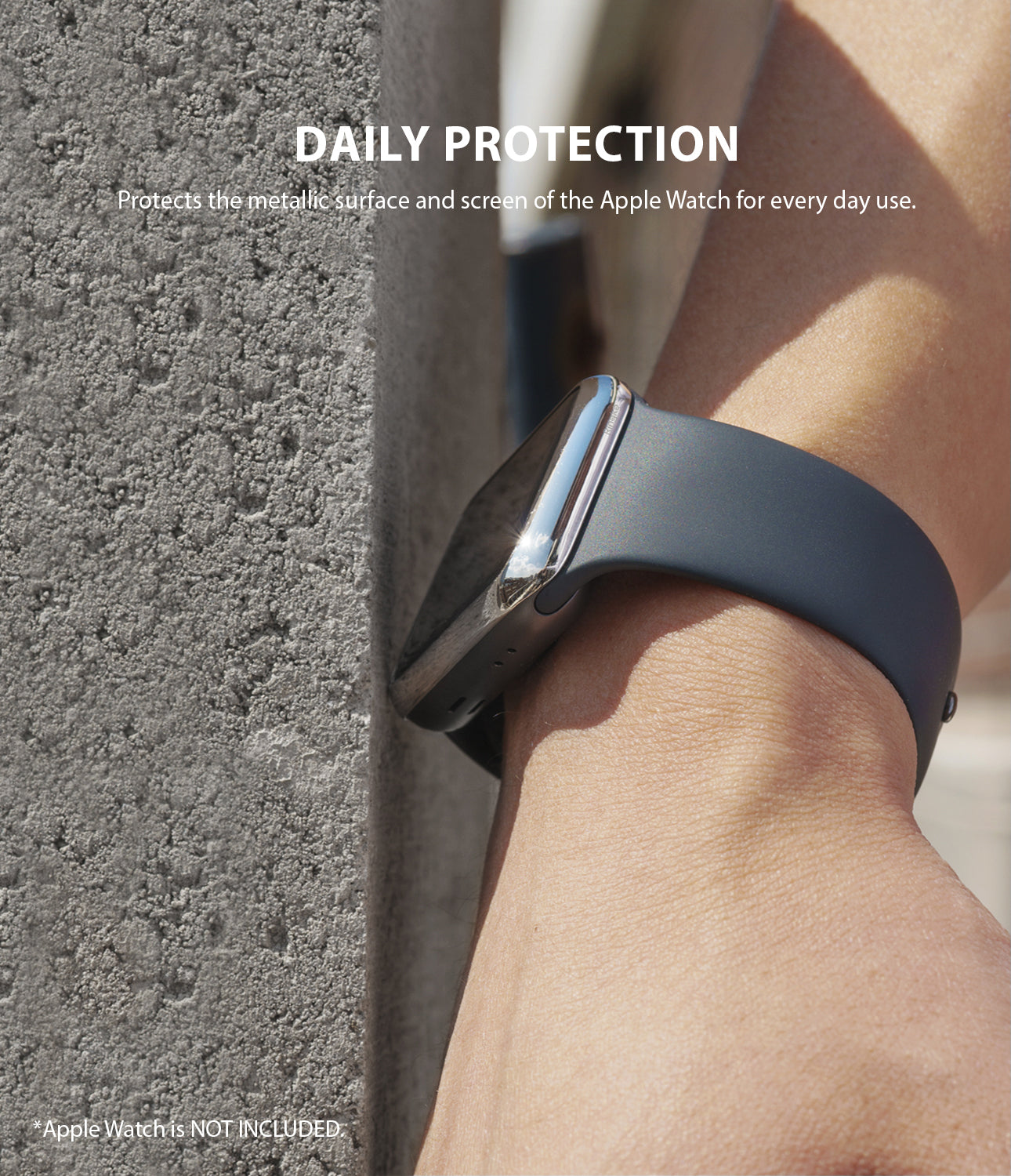 Apple Watch Series 6 / 5 / 4 / SE (44mm) | Premium Bezel Styling H - Silver metallic bezel protector on an Apple Watch.
