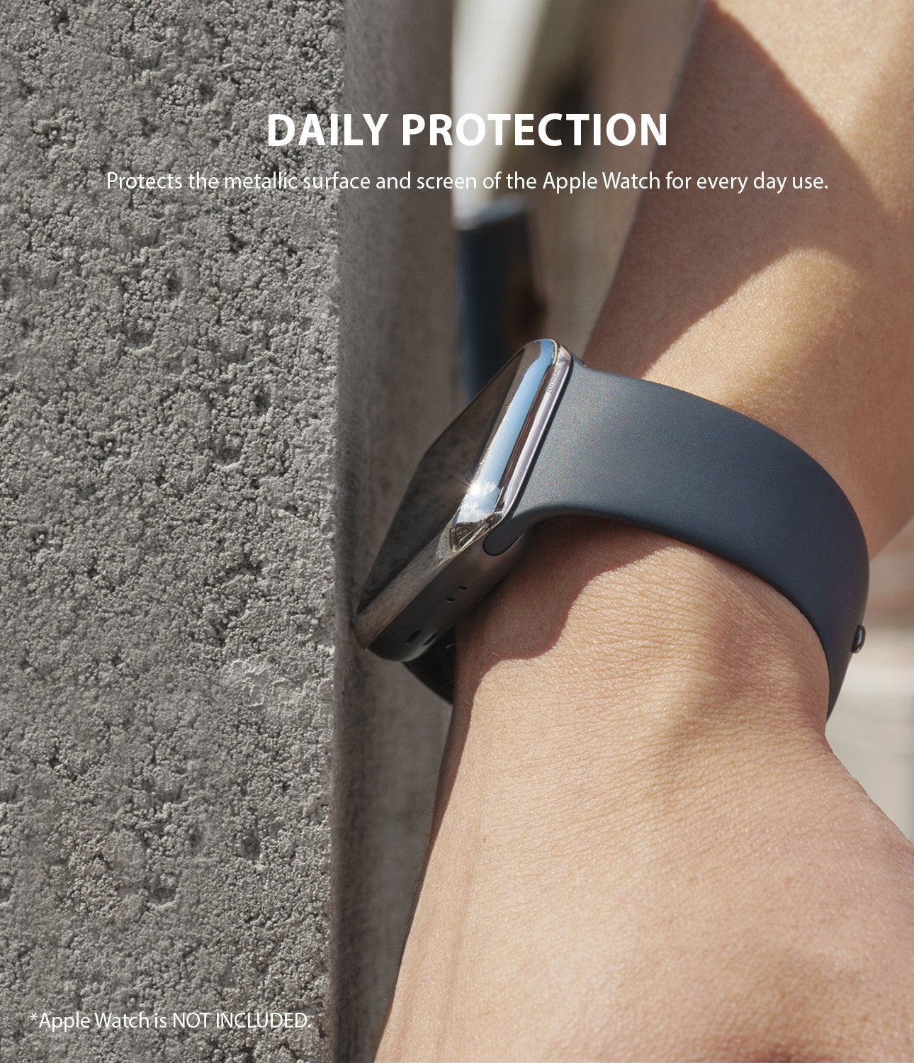 Apple Watch Series 6 / 5 / 4 / SE (40mm) | Premium Bezel Styling O - Apple Watch Premium Bezel Styling - A close-up of an Apple Watch with a metallic bezel protector resting against a wall.
