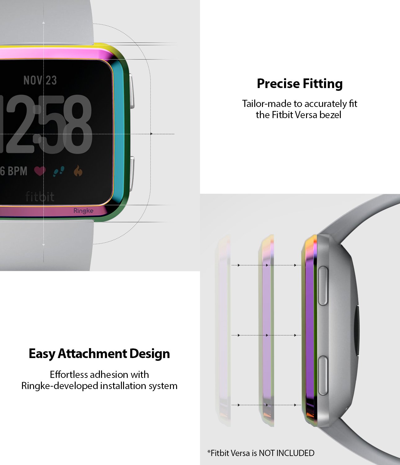 Ringke Bezel Styling Designed for Fitbit Versa Case Cover, Neo Ghrome- FW-V-08, exact fit