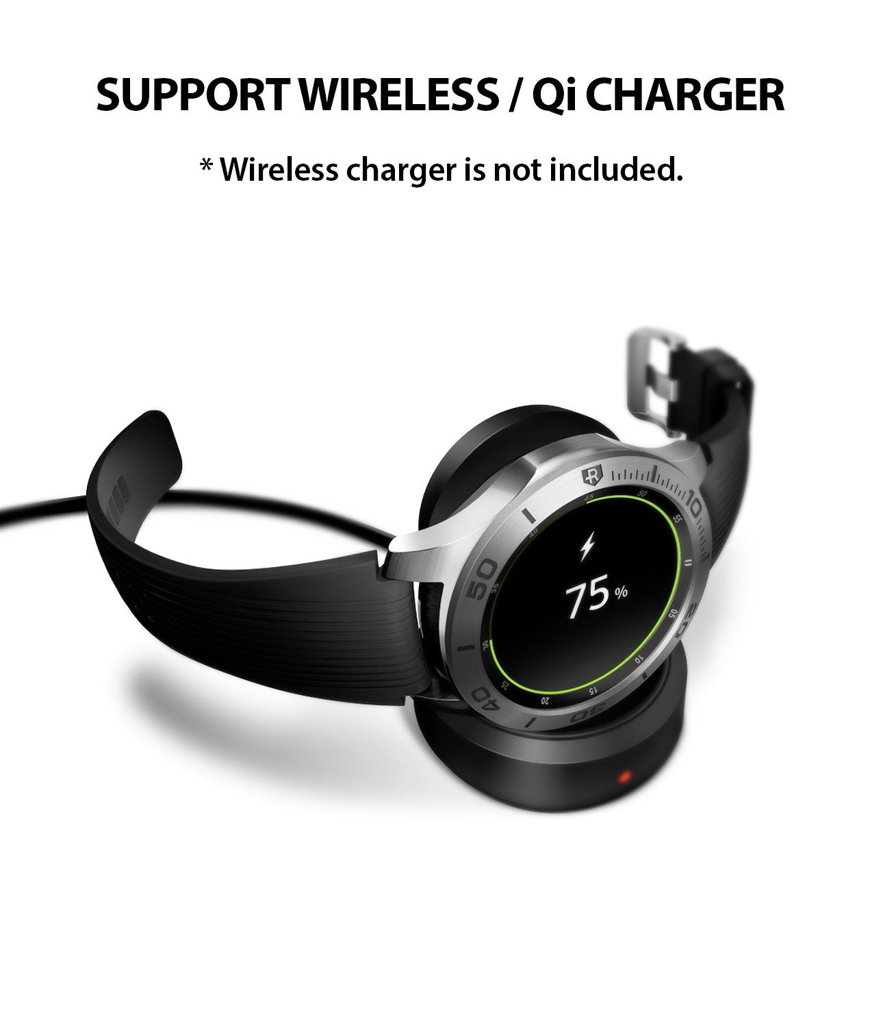 ringke bezel styling for samsung galaxy watch 46mm silver stainless steel wireless charging compatibility