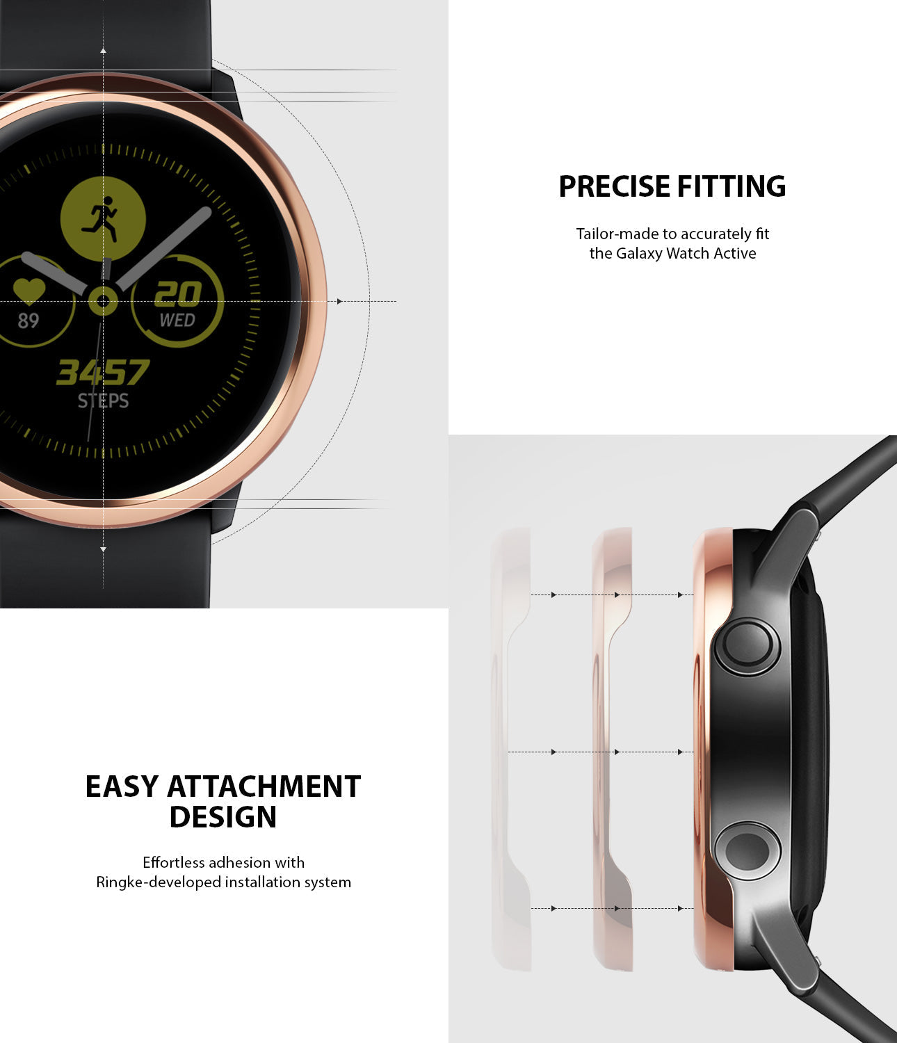 ringke bezel styling for galaxy watch active precise fitting on the existing bezel and easy attachment design