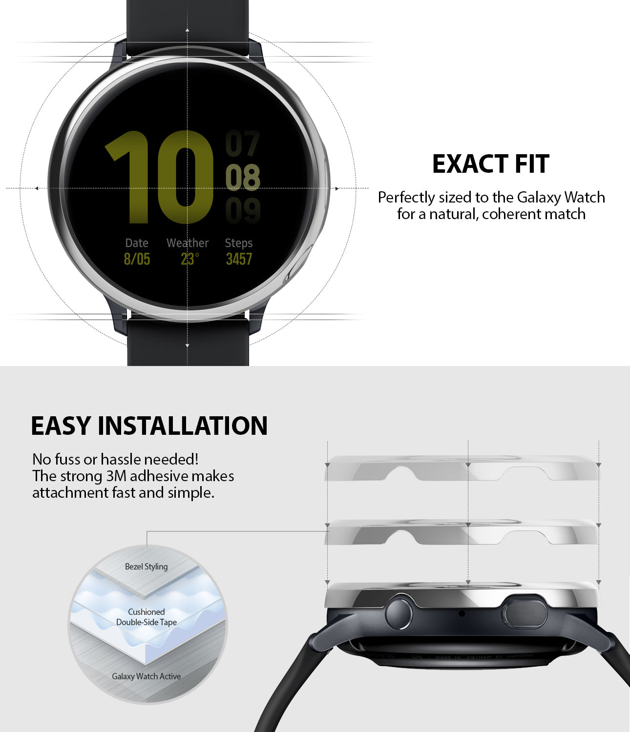 ringke bezel styling for galaxy watch active 2 44mm stainless steel seamless fit and easy installation