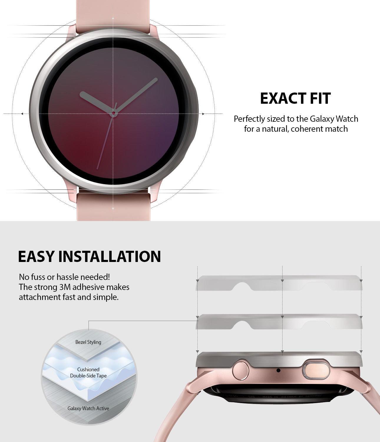 ringke bezel styling for galaxy watch active 2 44mm stainless steel seamless fit and easy installation