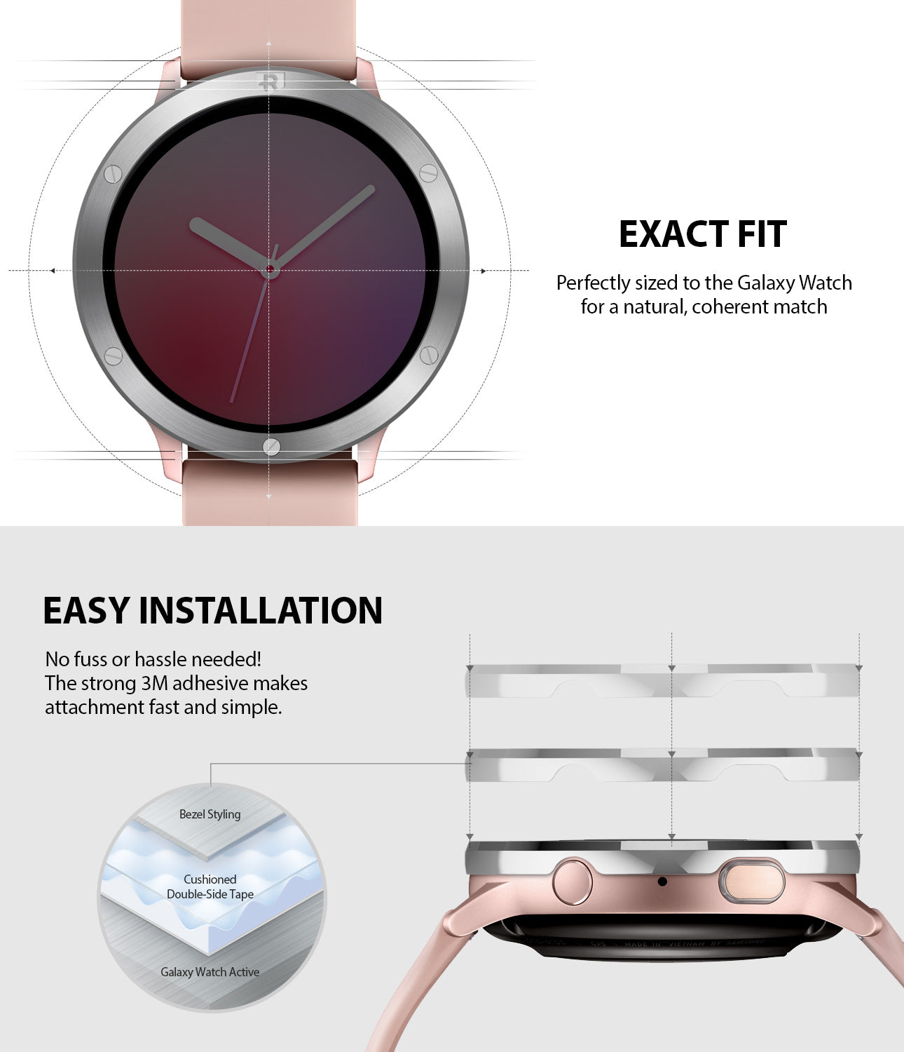 ringke bezel styling for galaxy watch active 2 44mm stainless steel seamless fit and easy installation