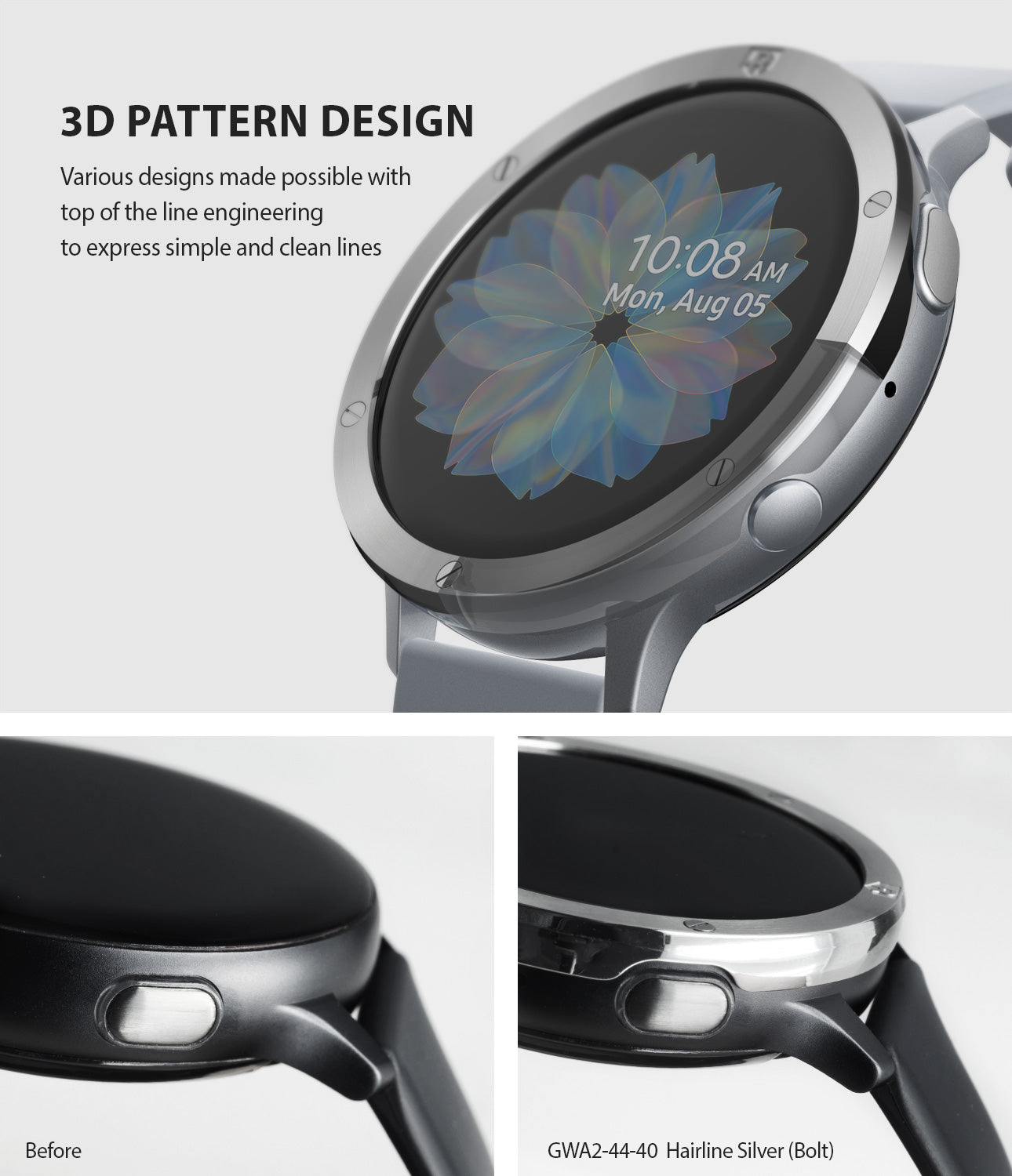 ringke bezel styling for galaxy watch active 2 44mm stainless steel classic design