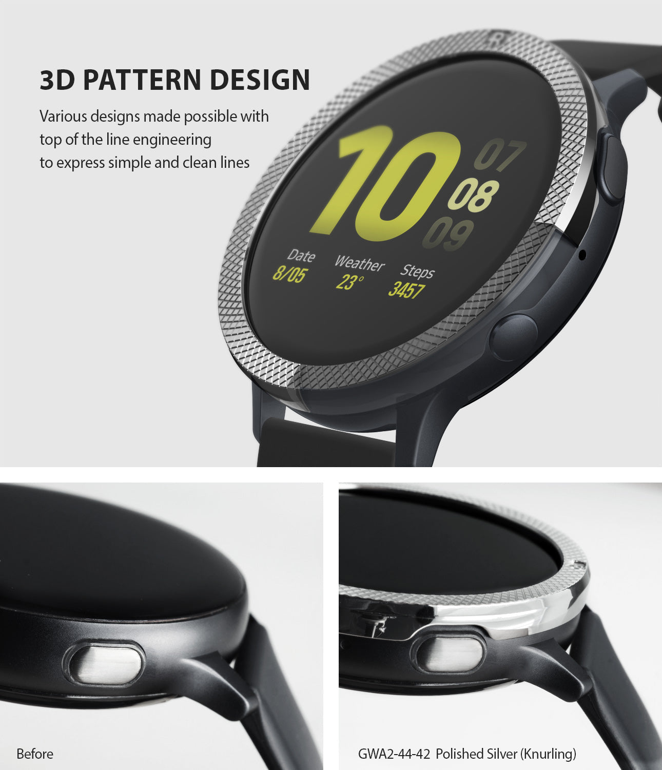 ringke bezel styling for galaxy watch active 2 44mm stainless steel classic design