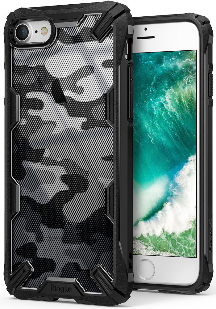 ringke fusion-x advanced bumper heavy duty protective case cover for iphone 7 8 main camo black