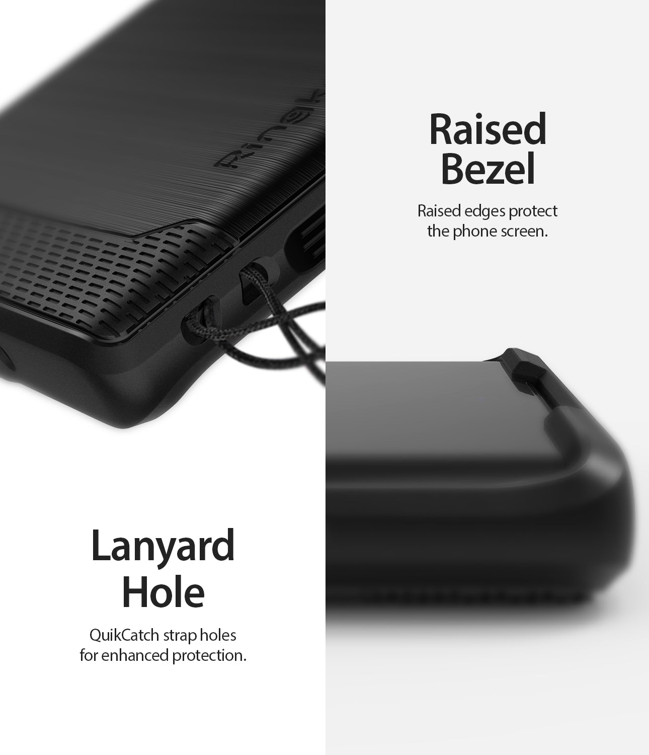 raised bezel with lanyard hole to attach accessories