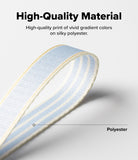 Strip of fabric with high-quality print on a gray background, featuring the text 'High-Quality Material' and 'Polyester'.