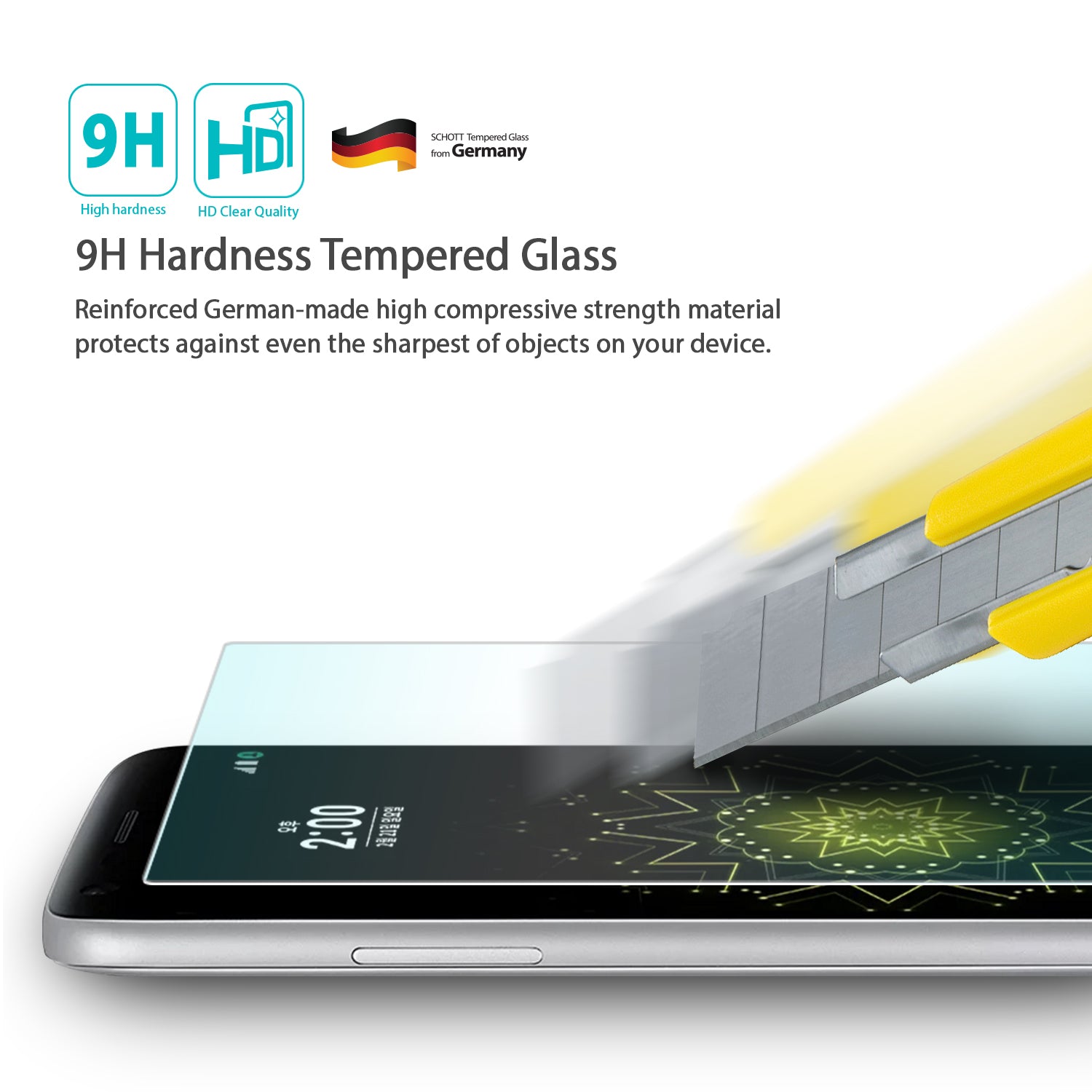 9h hardness tempered glass