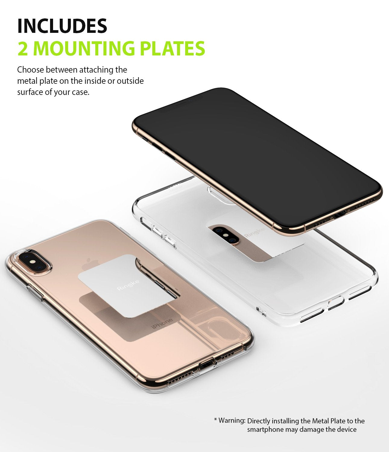 Ringke Power Clip Wing Car Mount includes two metal plates