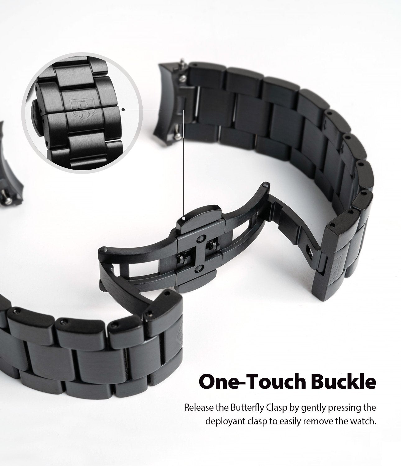 ringke metal one band stainless silver watch band for galaxy watch active 2 44mm easy to use one touch buckle