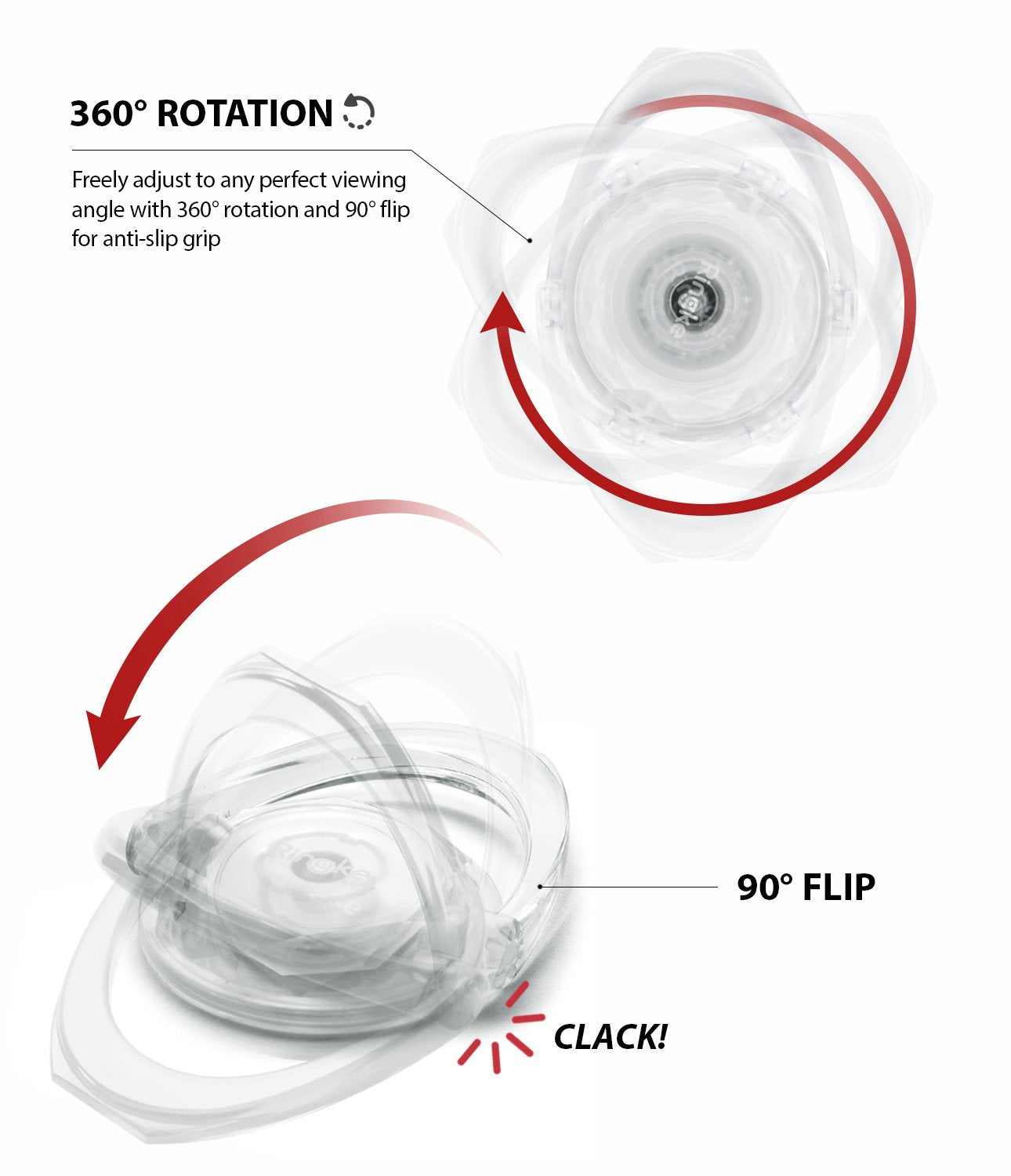 Ringke Prism Ring (Multi-Angle) (1 Pack) Finger Ring Stand Attachable Full 360筌?Rotation Grip