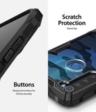 responsive buttons for full functionality / scratch protection with raised lips