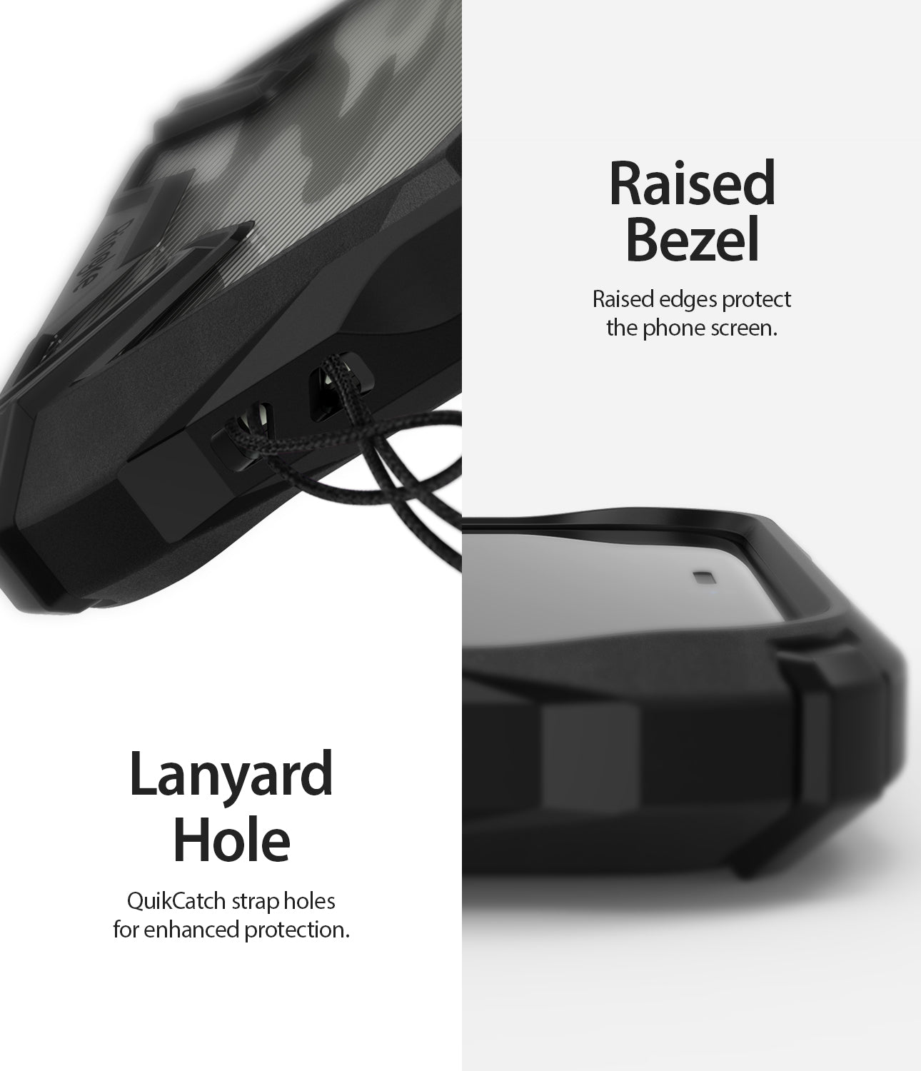 iPhone 11 Pro Max Fusion-X DDP camo black raised bezel lanyard hole