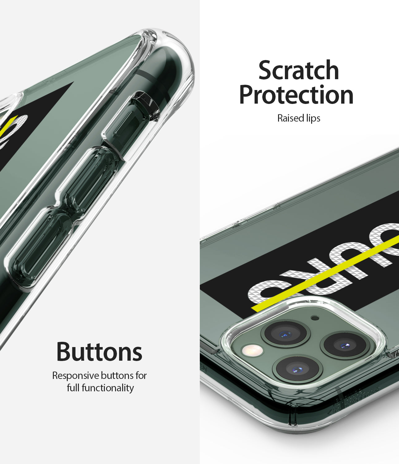 scratch protection, responsive buttons