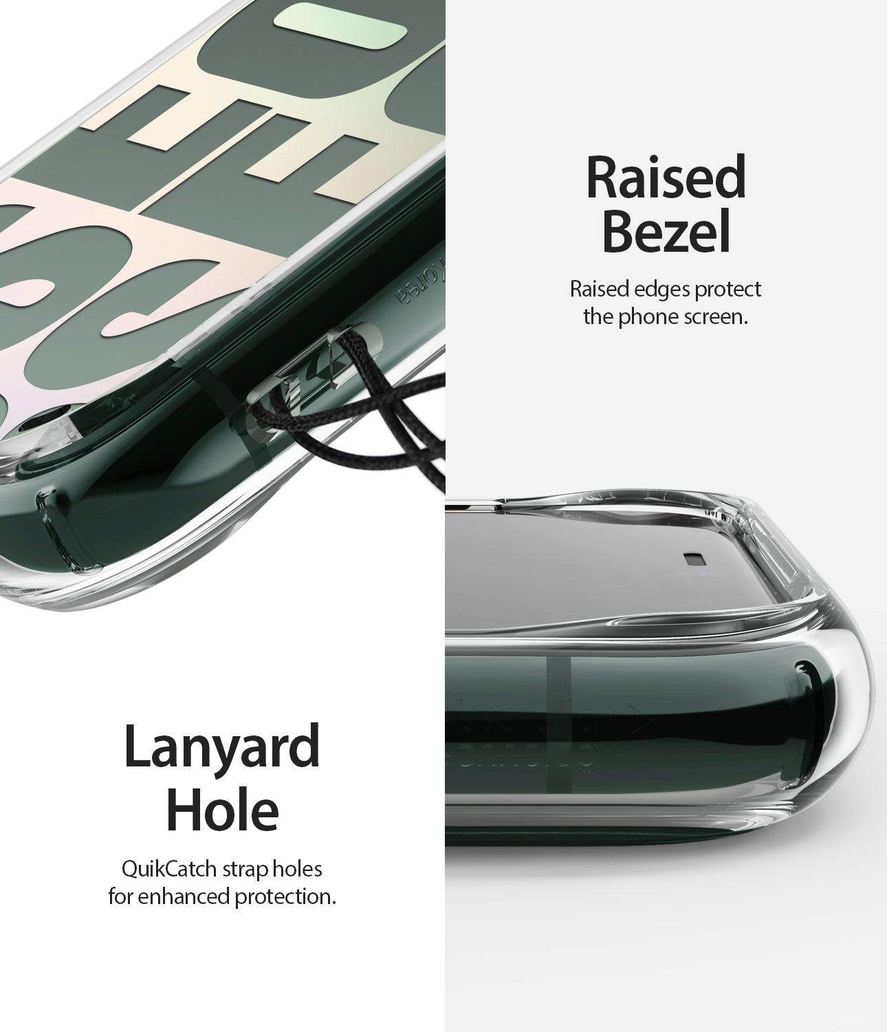 raised bezel, lanyard hole